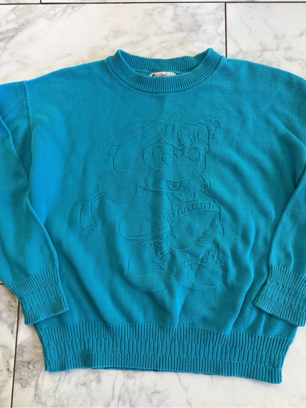 Vintage 90s Disney GOLF Fashions Mickey Mouse Knit Sweater Teal Blue Large
